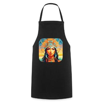 Mystical Fantasy Shaman Sorceress - Cooking Apron - black - Front - AI Model Male 185 dark (185cm)