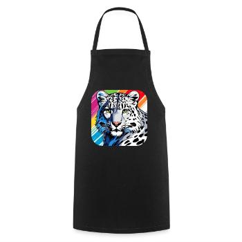Motif mystique Mystérieux léopard des neiges - Tablier de cuisine - noir - Devant - AI Model Male 185 dark (185cm)