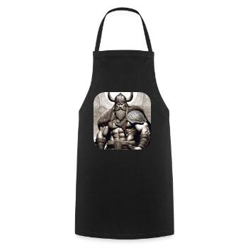 Fier guerrier viking germanique - Tablier de cuisine - noir - Devant - AI Model Male 185 dark (185cm)