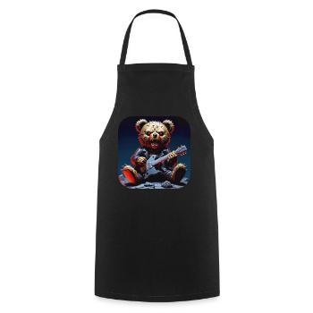 Ours en peluche Heavy Metal avec guitare électrique - Tablier de cuisine - noir - Devant - AI Model Male 185 dark (185cm)