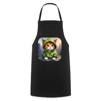 Cool Cat avec sweat à capuche - Tablier de cuisine - noir - Devant - AI Model Male 185 dark (185cm)