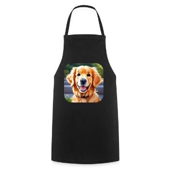 Niedlicher golden Retriever - Kochschürze - Schwarz - Vorne - AI Model Male 185 dark (185cm)