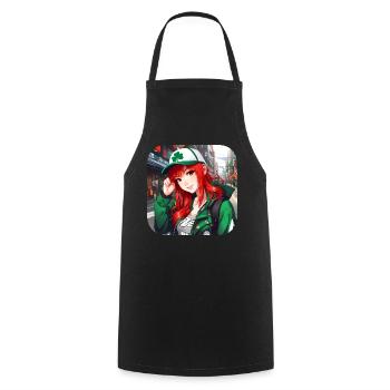 Cute anime girl with red hair Ireland - Cooking Apron - black - Front - AI Model Male 185 dark (185cm)