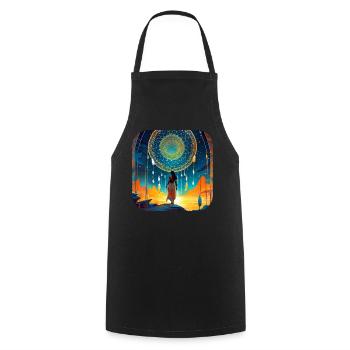 Mystical Fantasy Shaman Sorceress - Cooking Apron - black - Front - AI Model Male 185 dark (185cm)