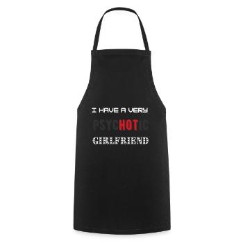 Ich habe eine sehr PsycHOTic Freundin Valentinstag - Kochschürze - Schwarz - Vorne - AI Model Male 185 dark (185cm)
