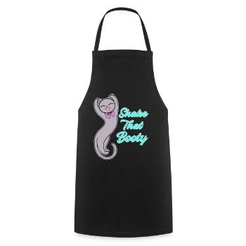 Shake that Booty - Katze, Diva - Kochschürze - Schwarz - Vorne - AI Model Male 185 dark (185cm)