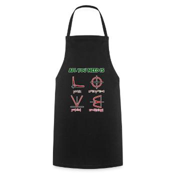 Amour, maths - coeur sous forme de formule et graphique - Tablier de cuisine - noir - Devant - AI Model Male 185 dark (185cm)