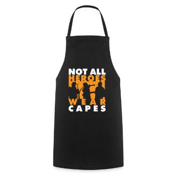 Pompier Tshirt pour les pompiers - Tablier de cuisine - noir - Devant - AI Model Male 185 dark (185cm)