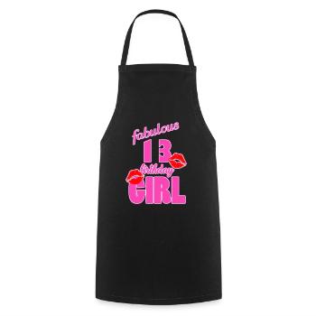 fabuleux 13 anniversaire fille 13ème anniversaire rose Baiser - Tablier de cuisine - noir - Devant - AI Model Male 185 dark (185cm)