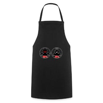 Angels and Demons - Funny saying - Cooking Apron - black - Front - AI Model Male 185 dark (185cm)