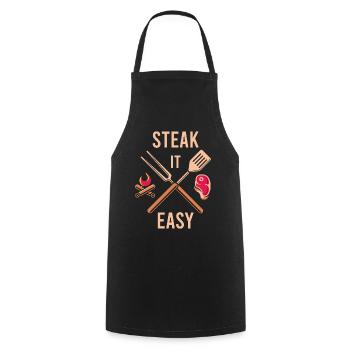 Steak It Easy, cadeau de viande barbecue barbecue alimentaire - Tablier de cuisine - noir - Devant - AI Model Male 185 dark (185cm)