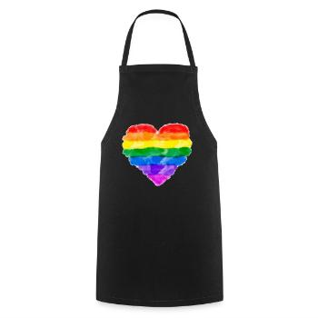 RAINBOW HEART IMPERMÉABLE À L'EAU LGBT Queer Gay Pride - Tablier de cuisine - noir - Devant - AI Model Male 185 dark (185cm)
