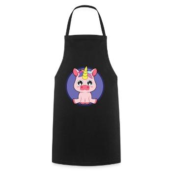 Baby unicorn cute animals - Cooking Apron - black - Front - AI Model Male 185 dark (185cm)