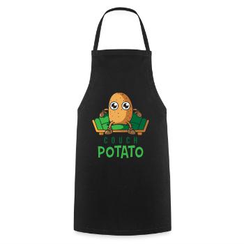 canapé potato, cadeau paresseux patate se détendre - Tablier de cuisine - noir - Devant - AI Model Male 185 dark (185cm)