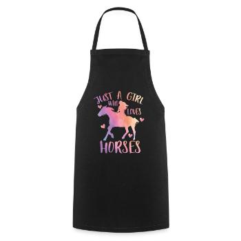 Just a girl who loves horses - Cooking Apron - black - Front - AI Model Male 185 dark (185cm)