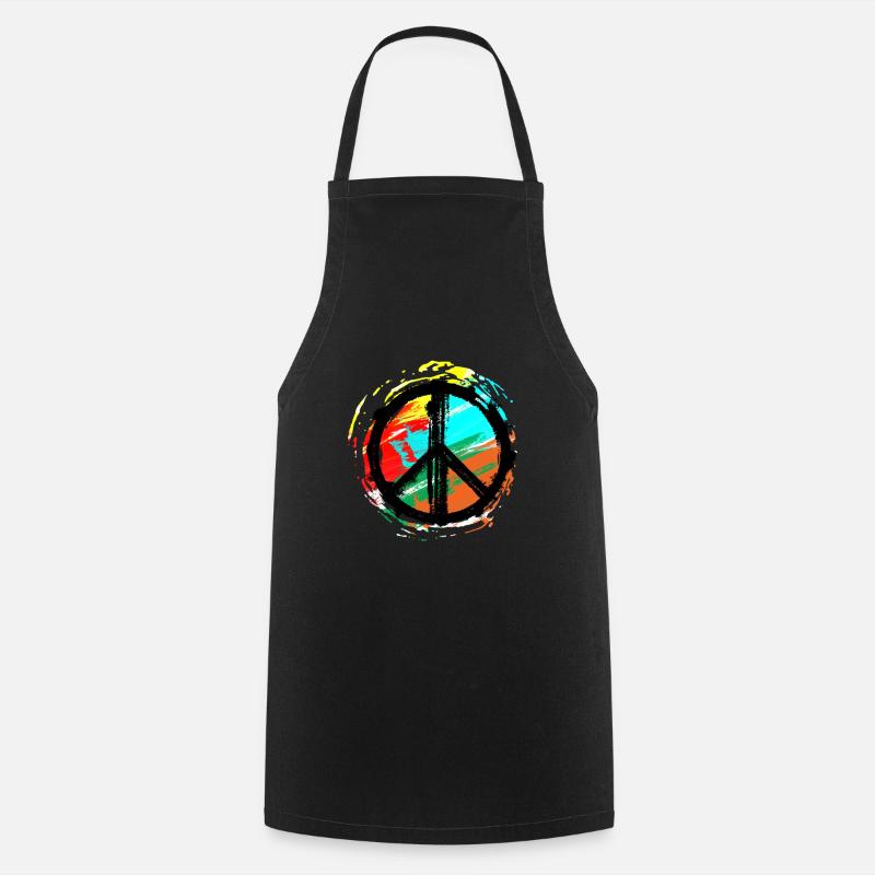 Peace - colors - Cooking Apron - black