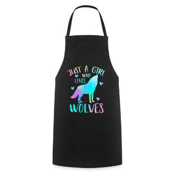 Juste une fille qui aime les loups - Wolf - Tablier de cuisine - noir - Devant - AI Model Male 185 dark (185cm)