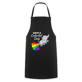 Elephant joke comic illustration rainbow - Cooking Apron - black - Front - AI Model Male 185 dark (185cm)