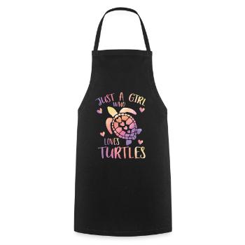 just a girl who loves turtles - Cooking Apron - black - Front - AI Model Male 185 dark (185cm)