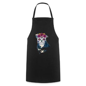 Pitbull Sugar skull - Halloween - Cooking Apron - black - Front - AI Model Male 185 dark (185cm)