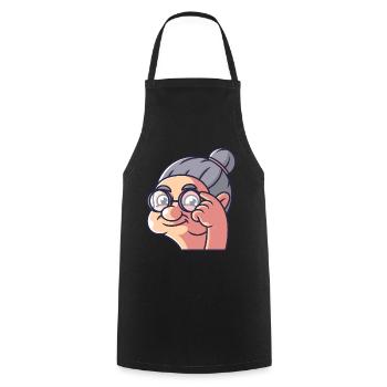 Grandma shows a bird - Cooking Apron - black - Front - AI Model Male 185 dark (185cm)