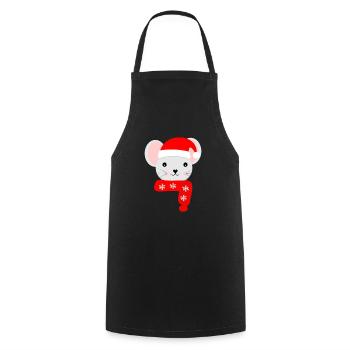 Souris de Noël à Noël - Tablier de cuisine - noir - Devant - AI Model Male 185 dark (185cm)