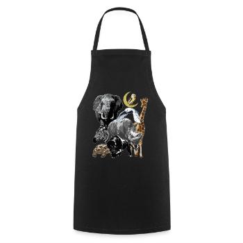 zoo employee - Jungle Animals Theme - Cooking Apron - black - Front - AI Model Male 185 dark (185cm)