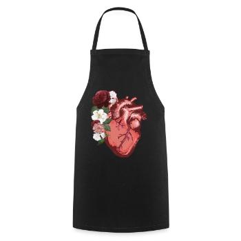 Anatomical Heart Flowers Love Women Men - Cooking Apron - black - Front - AI Model Male 185 dark (185cm)