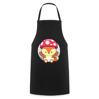 Mignon renard chapeau champignon - Cottagecore Esthétisme Renard Renard - Tablier de cuisine - noir - Devant - AI Model Male 185 dark (185cm)