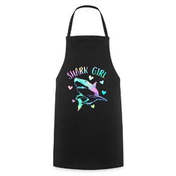 Shark Girl - Cooking Apron - black - Front - AI Model Male 185 dark (185cm)
