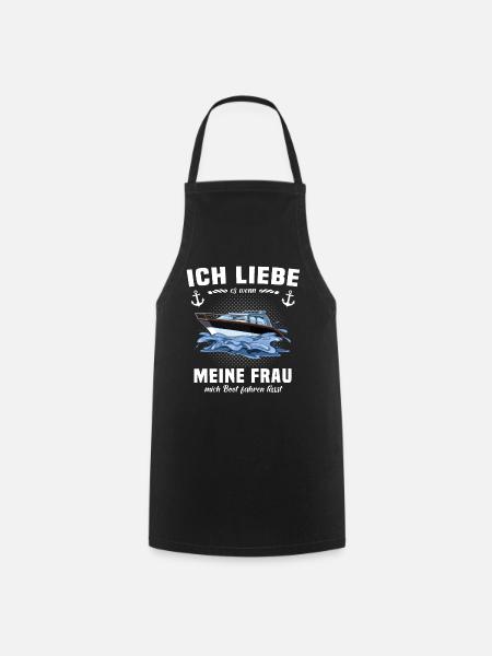 Kapitän Geschenk Bootsführerschein Motorboot Käptn - Kochschürze - Schwarz