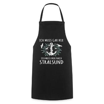 Stralsund Souvenir Ostsee Urlaub - Kochschürze - Schwarz - Vorne - AI Model Male 185 dark (185cm)
