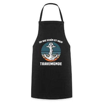 Urlaub Travemünde Ostsee - Kochschürze - Schwarz - Vorne - AI Model Male 185 dark (185cm)