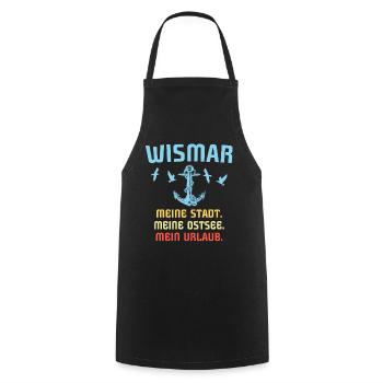 Wismar Ostsee Wismarer Urlaub - Kochschürze - Schwarz - Vorne - AI Model Male 185 dark (185cm)