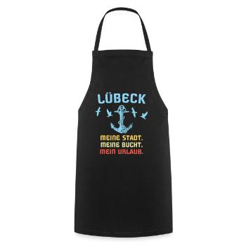 Lübeck Ostsee Lübecker Sprüche - Kochschürze - Schwarz - Vorne - AI Model Male 185 dark (185cm)
