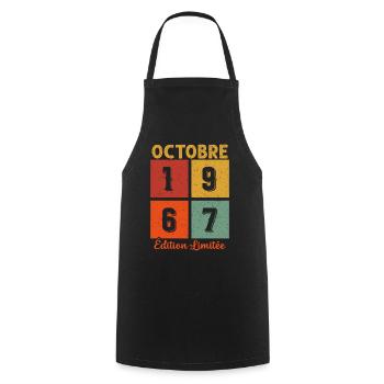Octobre 1967 Édition limitée - Tablier de cuisine - noir - Devant - AI Model Male 185 dark (185cm)