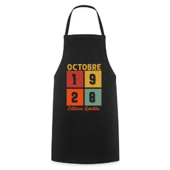 Octobre 1928 Édition limitée - Tablier de cuisine - noir - Devant - AI Model Male 185 dark (185cm)