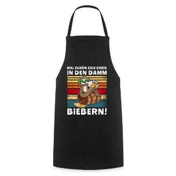Bier Damm Biebern Faultier Trinksprüche - Kochschürze - Schwarz - Vorne - AI Model Male 185 dark (185cm)