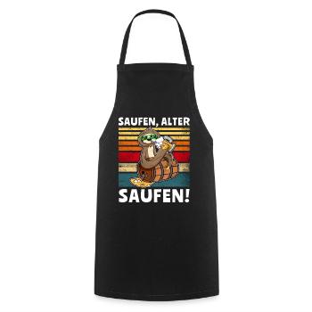 Löten Digga Faultier Bier Saufen - Kochschürze - Schwarz - Vorne - AI Model Male 185 dark (185cm)