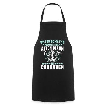 Cuxhaven Souvenir Cuxhavener Nordsee - Kochschürze - Schwarz - Vorne - AI Model Male 185 dark (185cm)