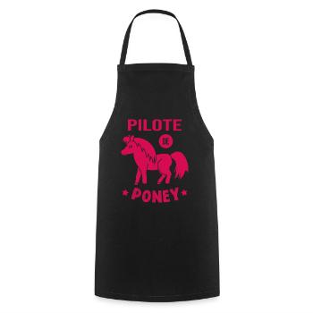 Pilote De Poney Humour Cadeau Équitation Cavalière - Tablier de cuisine - noir - Devant - AI Model Male 185 dark (185cm)