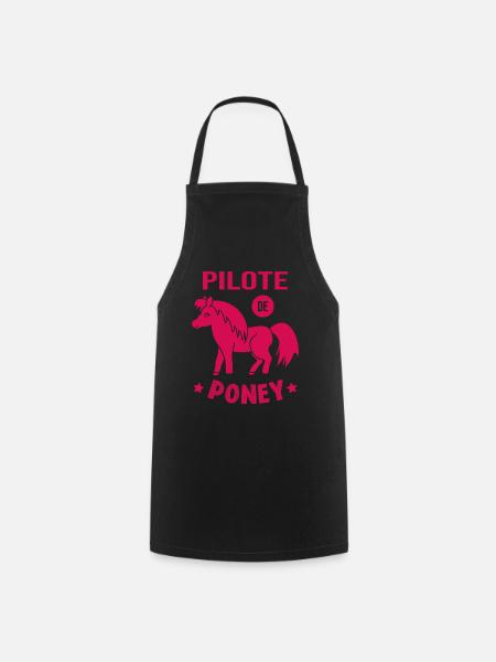 Pilote De Poney Humour Cadeau Équitation Cavalière - Tablier de cuisine - noir