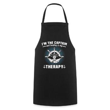 Captain Boat Owner Boating - Cooking Apron - black - Front - AI Model Male 185 dark (185cm)