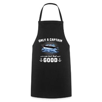 Captain Boat Owner Captain - Cooking Apron - black - Front - AI Model Male 185 dark (185cm)