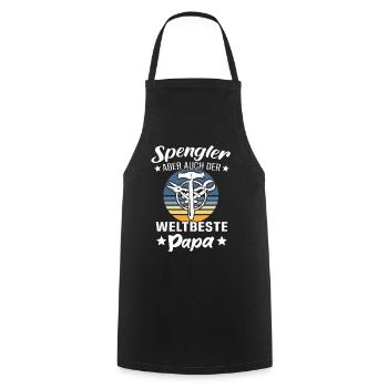 Spengler Papa Bauspengler Vater - Kochschürze - Schwarz - Vorne - AI Model Male 185 dark (185cm)