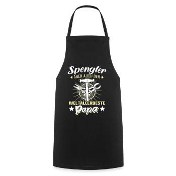 Spengler Papa Bauspengler Vater - Kochschürze - Schwarz - Vorne - AI Model Male 185 dark (185cm)