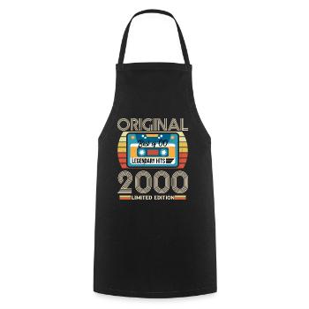 Vintage 2000 Original Geburtstagsgeschenk - Kochschürze - Schwarz - Vorne - AI Model Male 185 dark (185cm)
