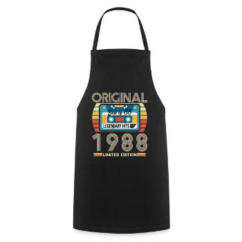 Vintage Birthday Gift 1988 Limited Edition - Cooking Apron - black - Front - AI Model Male 185 dark (185cm)