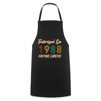 Fabriqué en 1988 Vintage Cadeau D'anniversaire - Tablier de cuisine - noir - Devant - AI Model Male 185 dark (185cm)