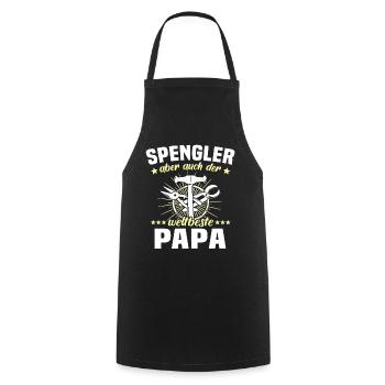 Bauspengler Papa Spengler - Kochschürze - Schwarz - Vorne - AI Model Male 185 dark (185cm)